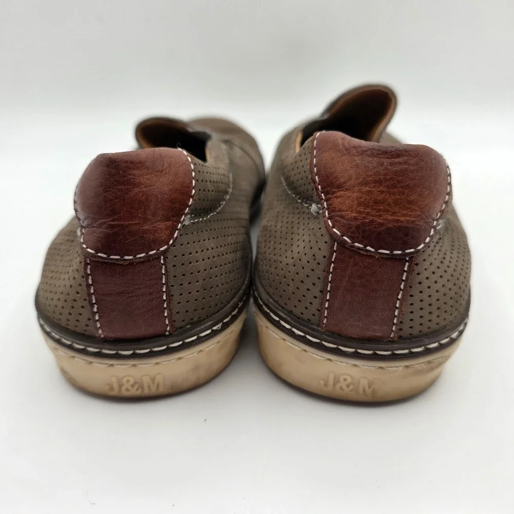 Johnston & Murphy J&M Mens 9M Taupe Perforated Leather Slip On Loafers 25-0619 - Picture 6 of 8